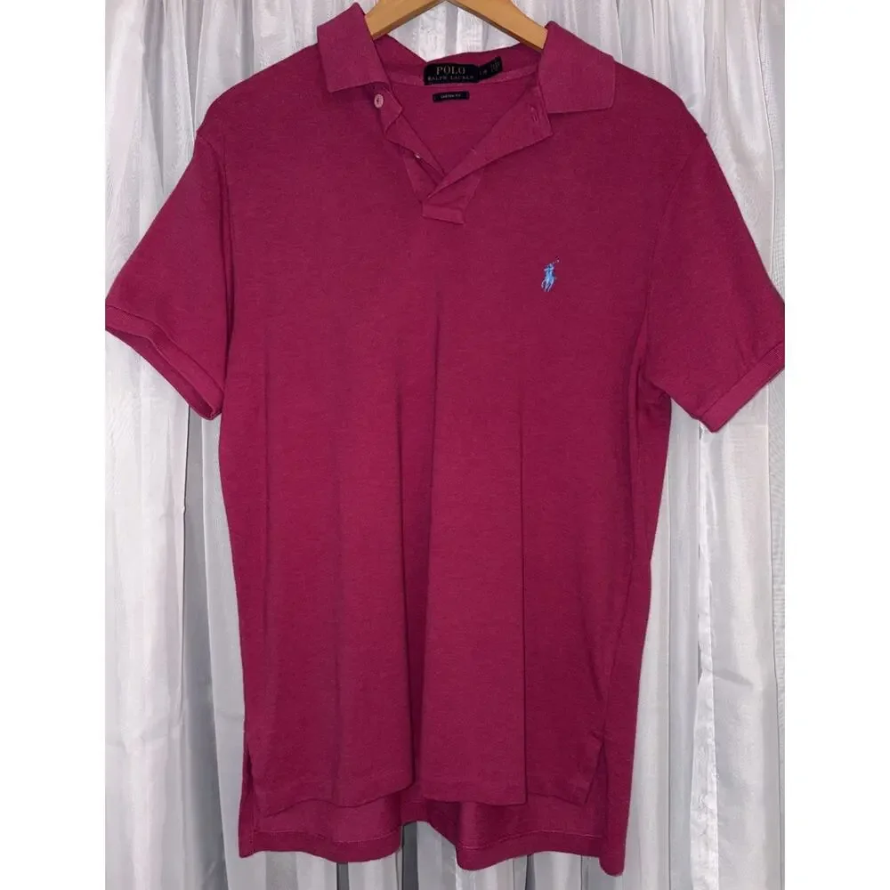 Polo Ralph Lauren Polo Shirt Men’s Sz L Slim Knit Short Sleeve Pink Golf Summer